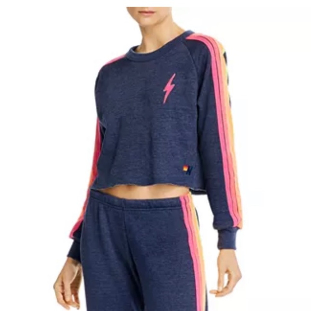 Aviator Nation Striped cropped sweatshirt